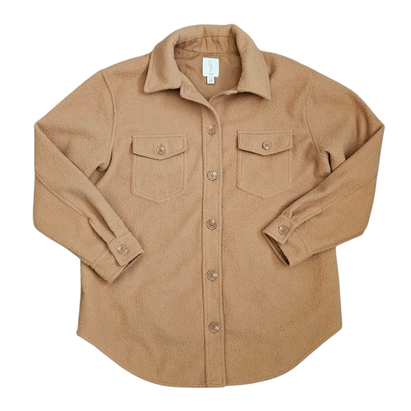 Joie Camel Oversized Shirt Shacket Jacket Large Fall Layering Camping Outdoor - Picture 3 of 11